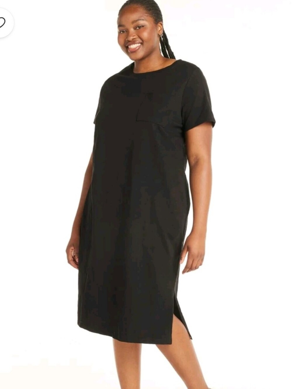 Missguided Black Short Sleeve Crew Midi Dress
